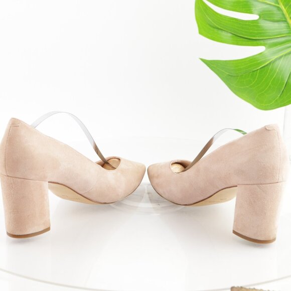 Marc Fisher Women Caitlin Pump Size 9.5 Blush Pink Suede Pointed Block Heel Shoe - Picture 6 of 12